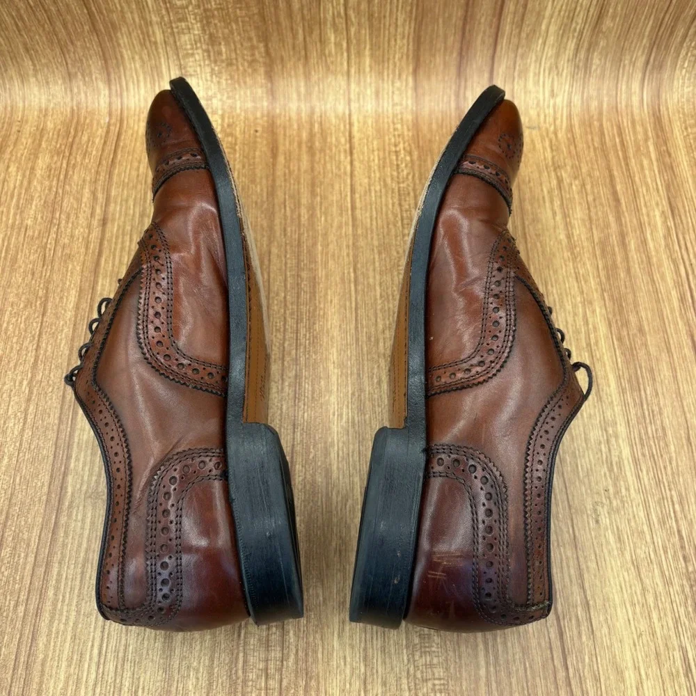 Allen Edmonds Strand Oxford Mens 9 D Brown Leather Brogue Cap Toe Dress Shoes